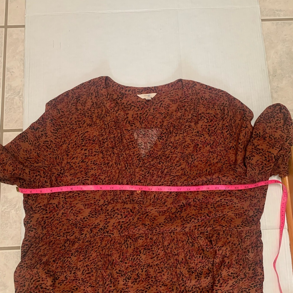 Terra & Sky Long Sleeve Rust Pleated DressTiered Babydoll Style SZ 1X 16-18 - Picture 11 of 14